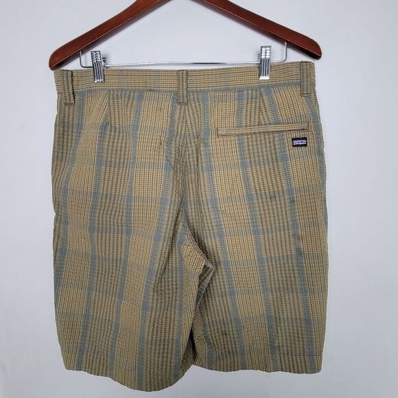 PATAGONIA BROWN CHECK ORGANIC COTTON SHORTS 32 Mens - Picture 2 of 4